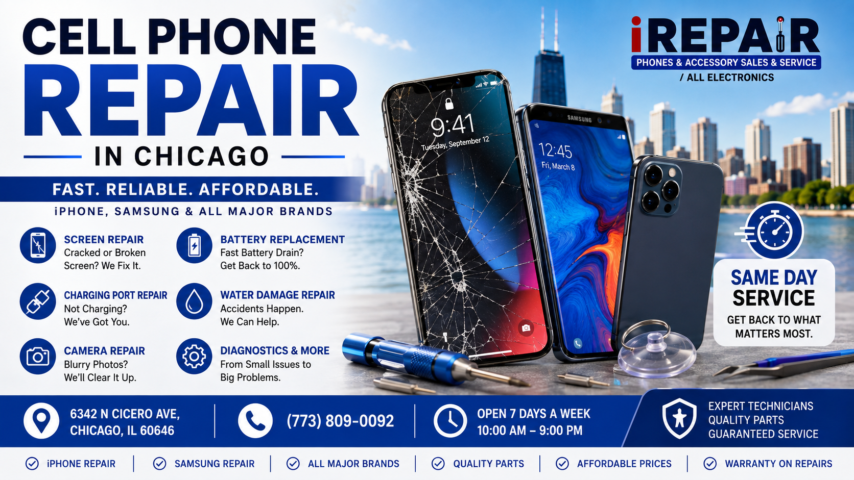 Cracked Screen, Dead Battery or Charging Problems? Expert Cell Phone Repair in Chicago