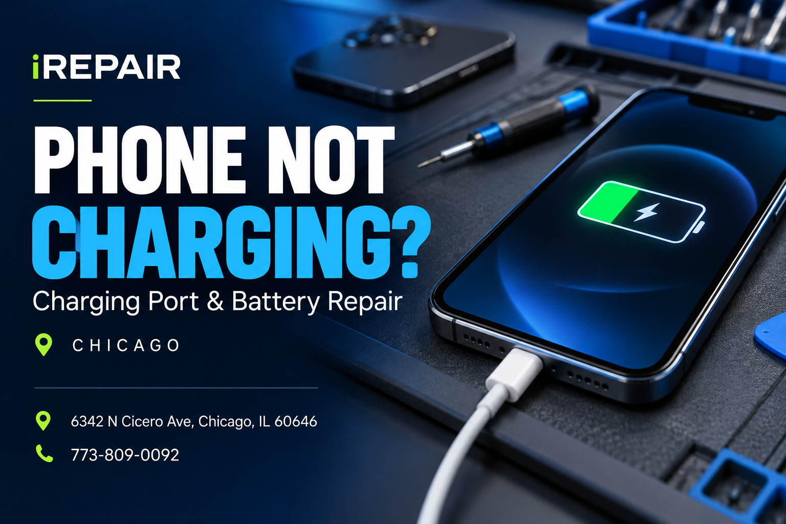 Phone Not Charging? Charging Port Repair & Battery Replacement in Chicago at iREPAIR